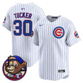 Men's Chicago Cubs Clark Patch Vapor Premier Limited Jersey - All Stitched - Pinstripe, Kyle Tucker