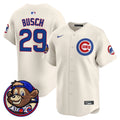 Men's Chicago Cubs Clark Patch Vapor Premier Limited Jersey - All Stitched - Cream, Michael Busch