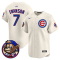 Men's Chicago Cubs Clark Patch Vapor Premier Limited Jersey - All Stitched - Cream, Dansby Swanson