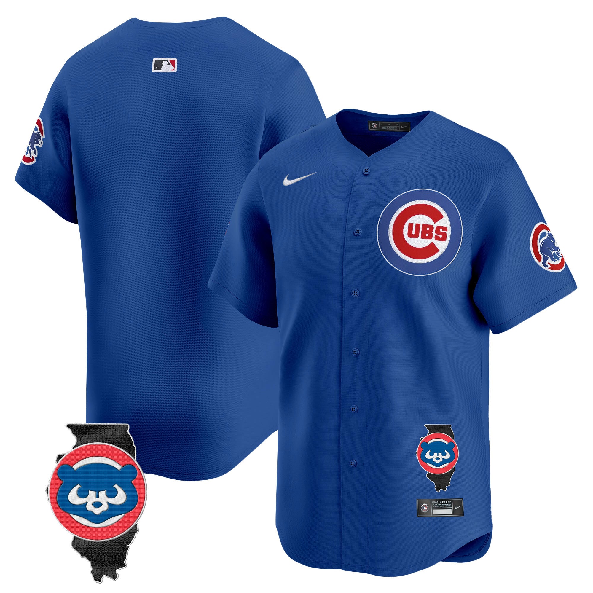 Men's Chicago Cubs Illinois Patch Vapor Premier Limited Jersey - All Stitched - Royal, Team