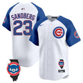Men's Chicago Cubs Illinois Patch Vapor Premier Limited Jersey - All Stitched - White Alternate, Ryne Sandberg