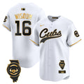 Men's Chicago Cubs Illinois Patch Vapor Premier Limited Jersey - All Stitched - White Gold, Patrick Wisdom