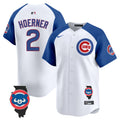 Men's Chicago Cubs Illinois Patch Vapor Premier Limited Jersey - All Stitched - White Alternate, Nico Hoerner