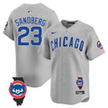Men's Chicago Cubs Illinois Patch Vapor Premier Limited Jersey - All Stitched - Gray Road, Ryne Sandberg