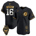 Men's Chicago Cubs Illinois Patch Vapor Premier Limited Jersey V2 - All Stitched - Black Gold, Patrick Wisdom