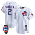 Men's Chicago Cubs Illinois Patch Vapor Premier Limited Jersey V2 - All Stitched - White, Nico Hoerner
