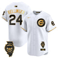Men's Chicago Cubs Illinois Patch Vapor Premier Limited Jersey V2 - All Stitched - White Gold, Cody Bellinger