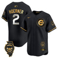 Men's Chicago Cubs Illinois Patch Vapor Premier Limited Jersey V2 - All Stitched - Black Gold, Nico Hoerner
