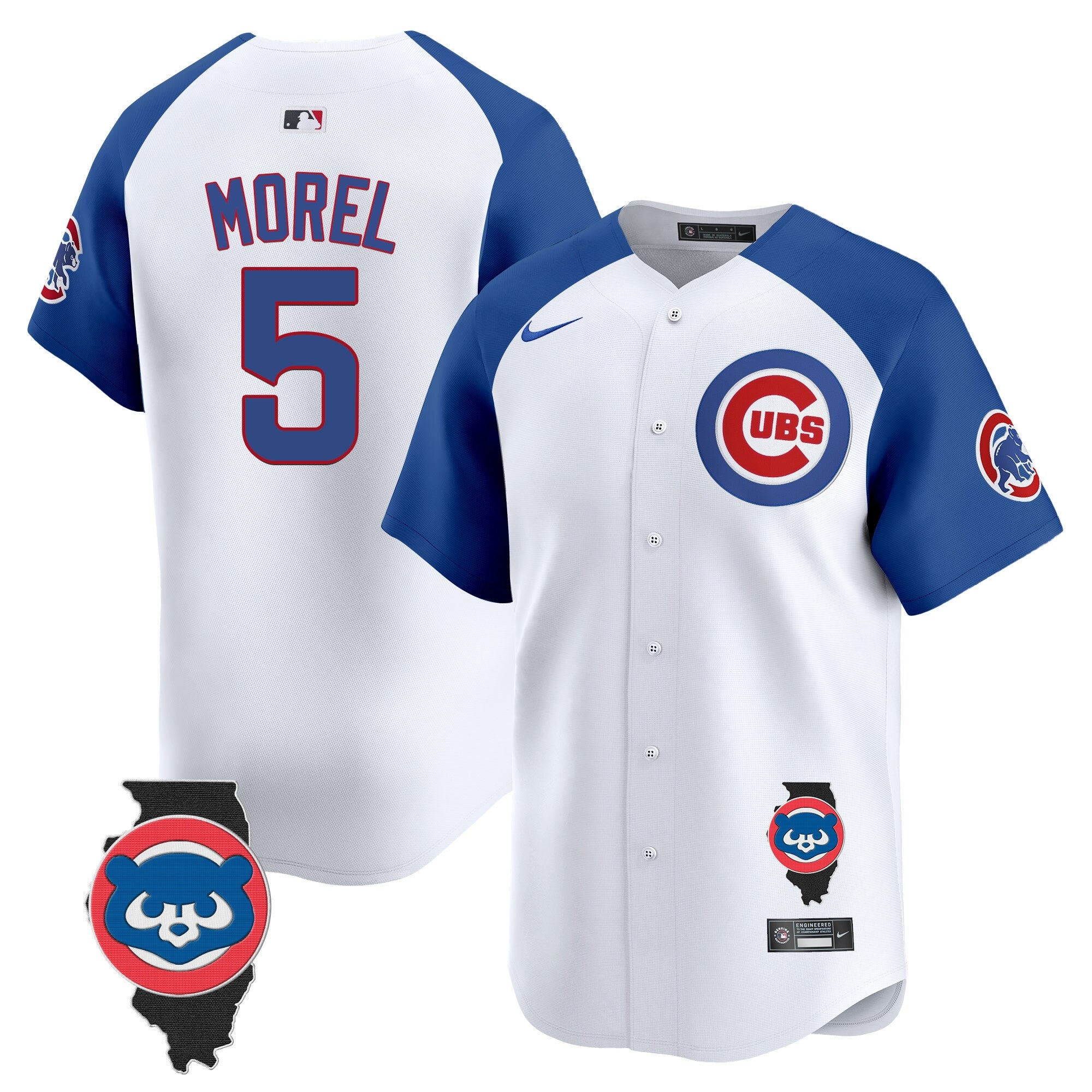 Men's Chicago Cubs Illinois Patch Vapor Premier Limited Jersey V2 - All Stitched - White Alternate, Christopher Morel