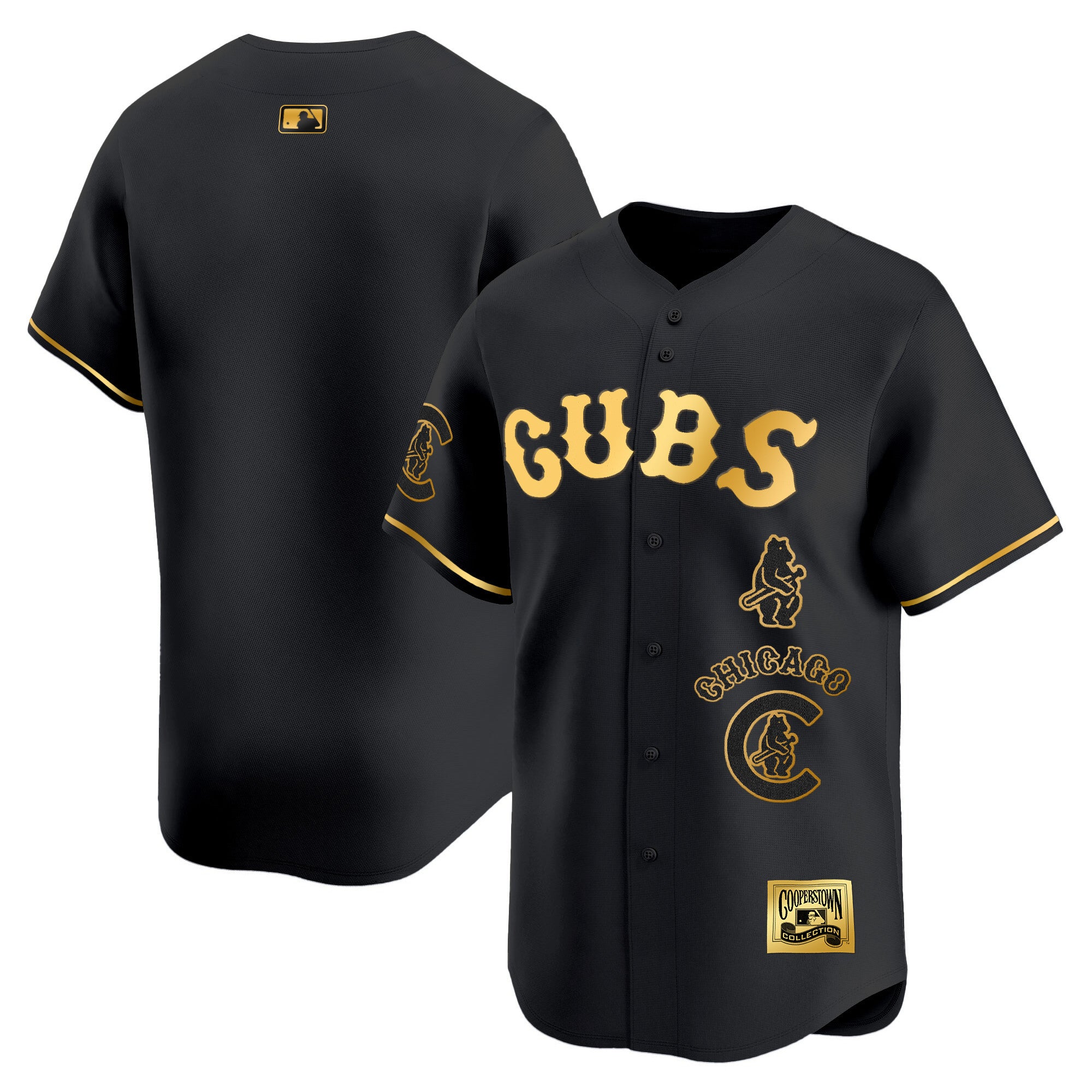 Men's Chicago Cubs Special Vapor Premier Limited Jersey - All Stitched - Black Gold, Team