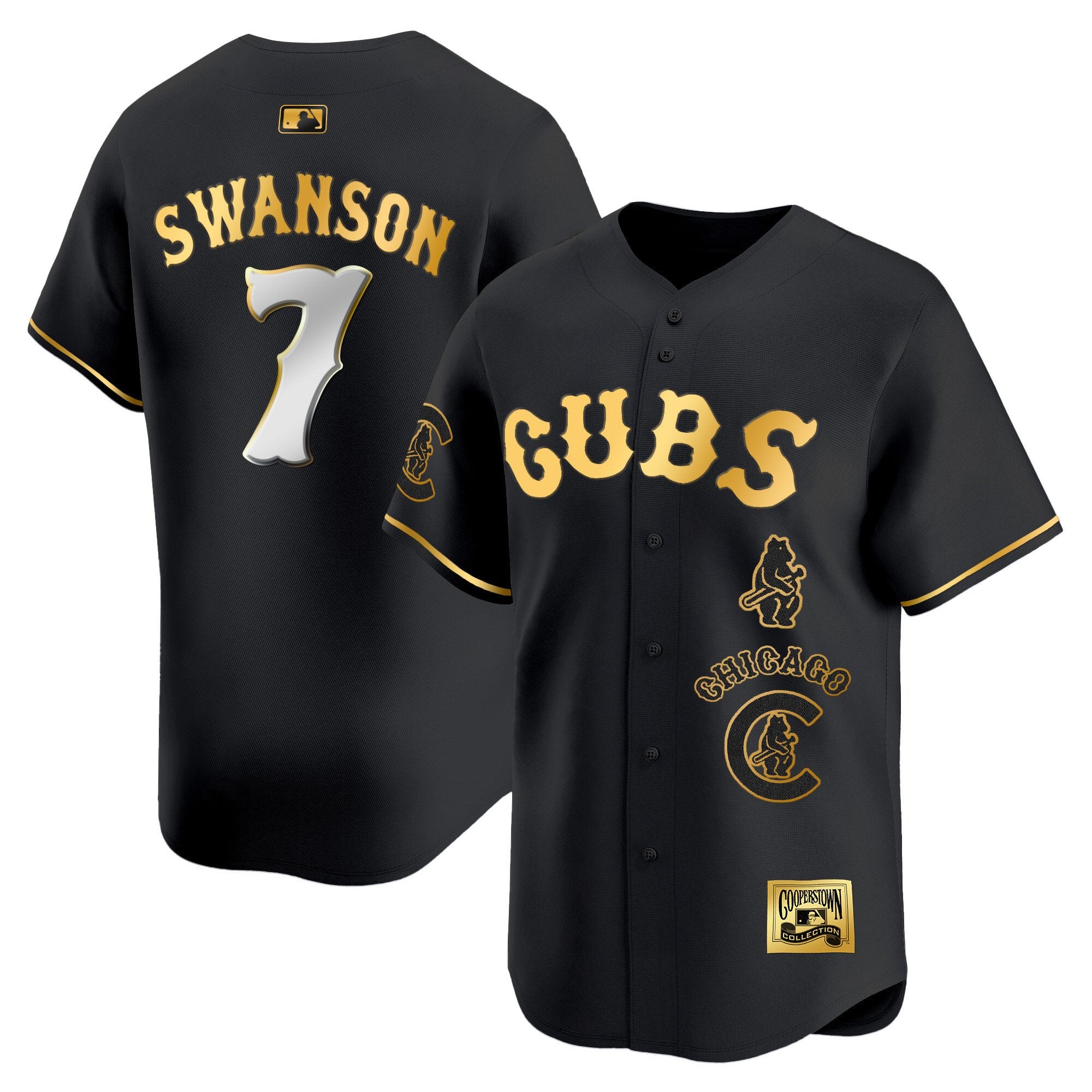 Men's Chicago Cubs Special Vapor Premier Limited Jersey - All Stitched - Black Gold, Dansby Swanson