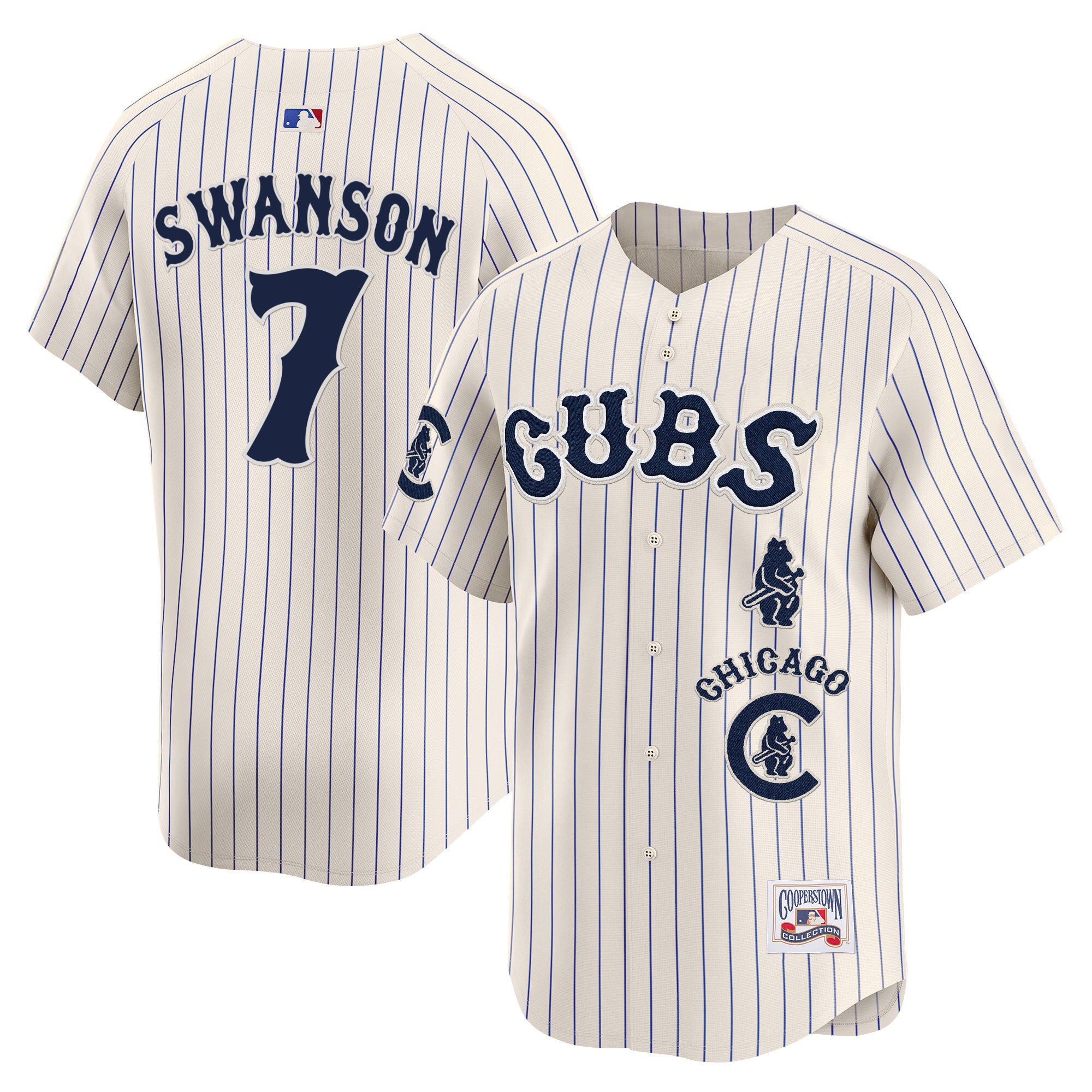 Men's Chicago Cubs Special Vapor Premier Limited Jersey - All Stitched - Pinstripe, Dansby Swanson