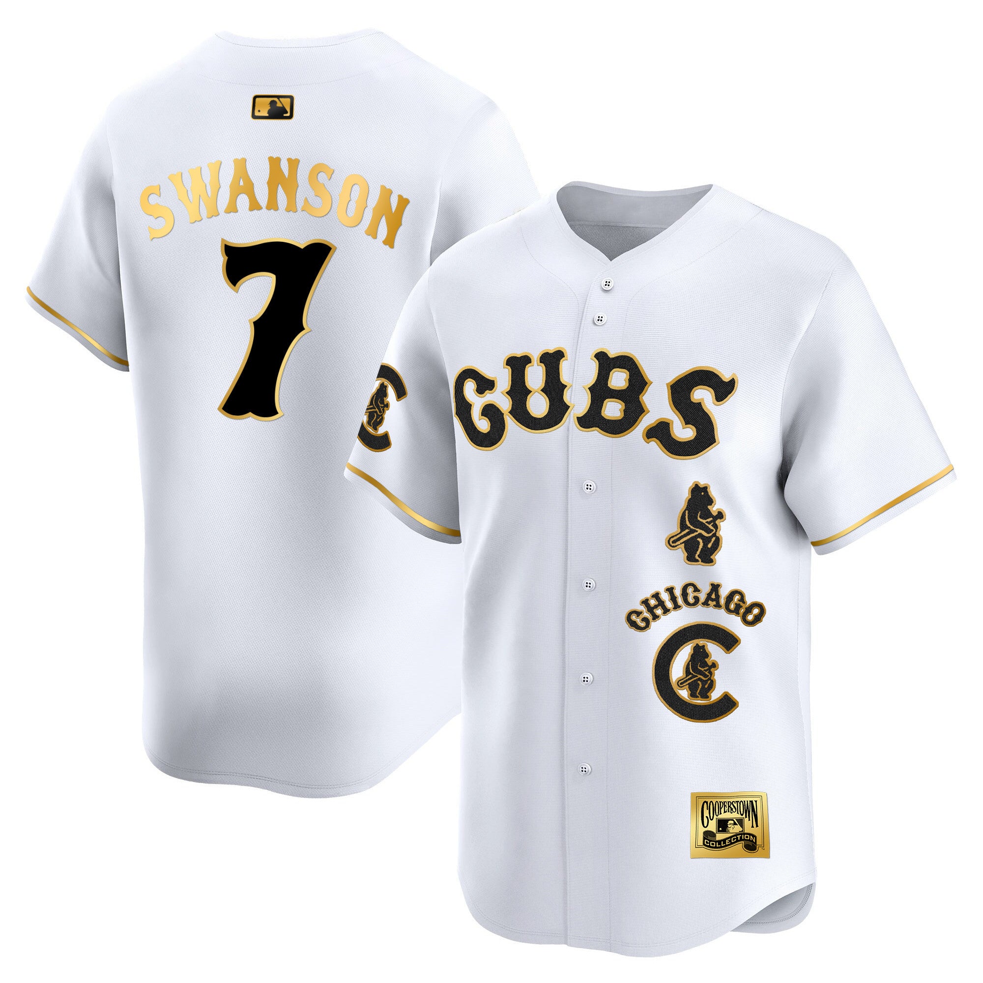 Men's Chicago Cubs Special Vapor Premier Limited Jersey - All Stitched - White Gold, Dansby Swanson