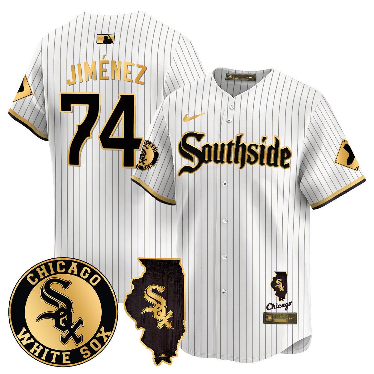 Men's Chicago White Sox 2024 City Connect Vaper Premier Limited Jersey - All Stitched - White Gold, Eloy Jimenez
