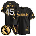 Men's Chicago White Sox 2024 City Connect Vaper Premier Limited Jersey - All Stitched - Black Gold, Garrett Crochet