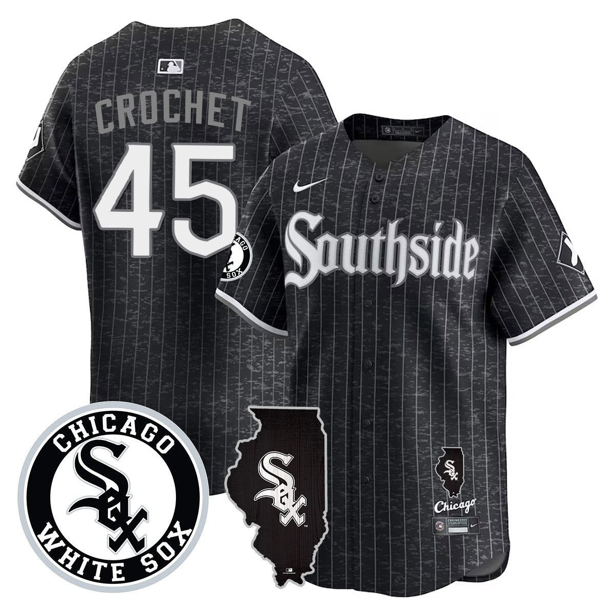 Men's Chicago White Sox 2024 City Connect Vaper Premier Limited Jersey - All Stitched - City Connect, Garrett Crochet