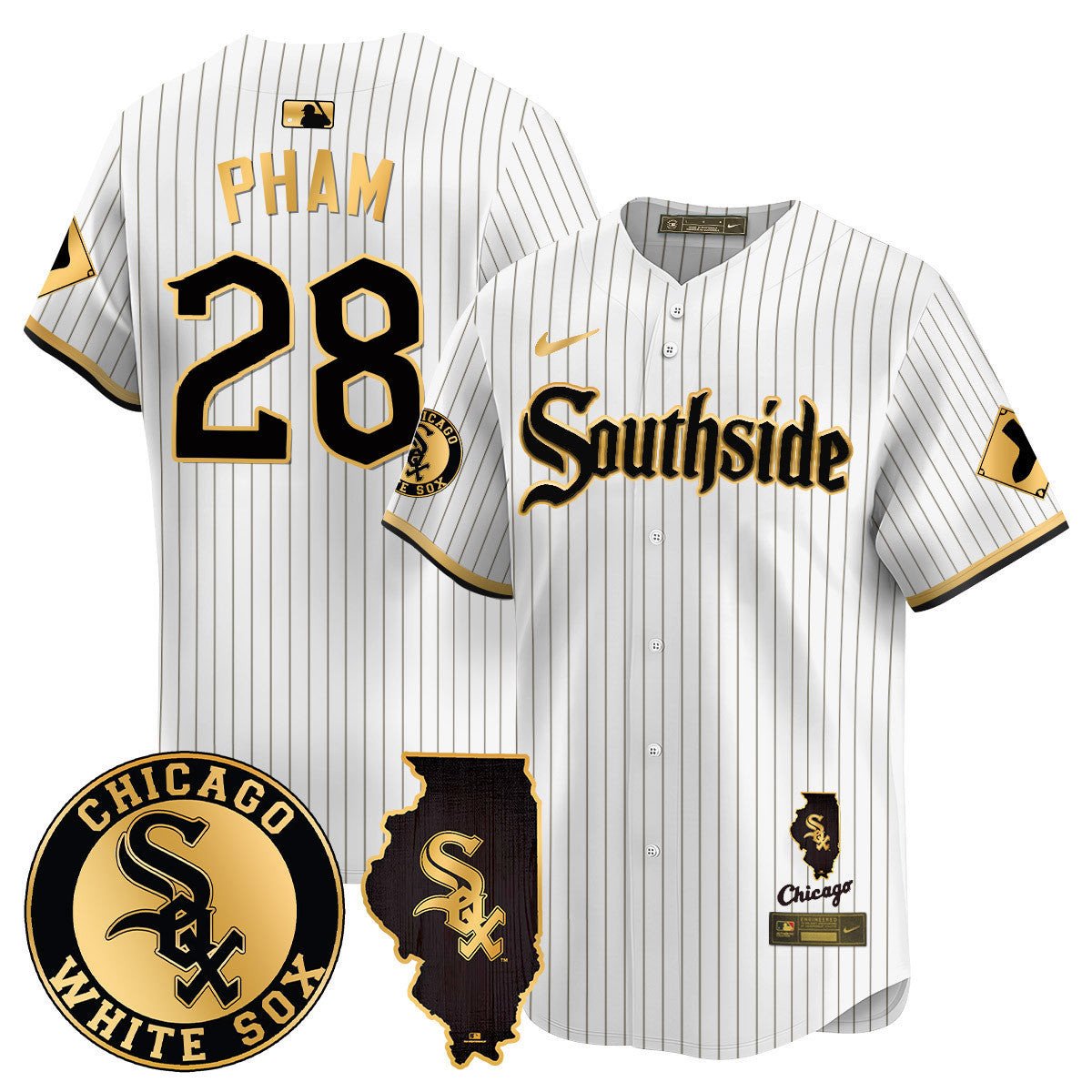 Men's Chicago White Sox 2024 City Connect Vaper Premier Limited Jersey - All Stitched - White Gold, Tommy Pham