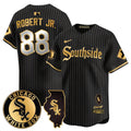 Men's Chicago White Sox 2024 City Connect Vaper Premier Limited Jersey - All Stitched - Black Gold, Luis Robert Jr.