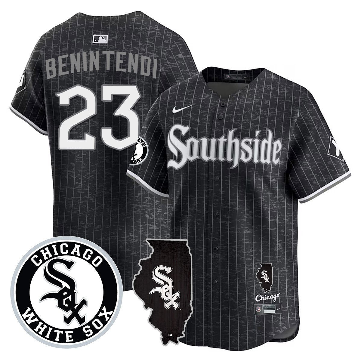 Men's Chicago White Sox 2024 City Connect Vaper Premier Limited Jersey - All Stitched - City Connect, Andrew Benintendi