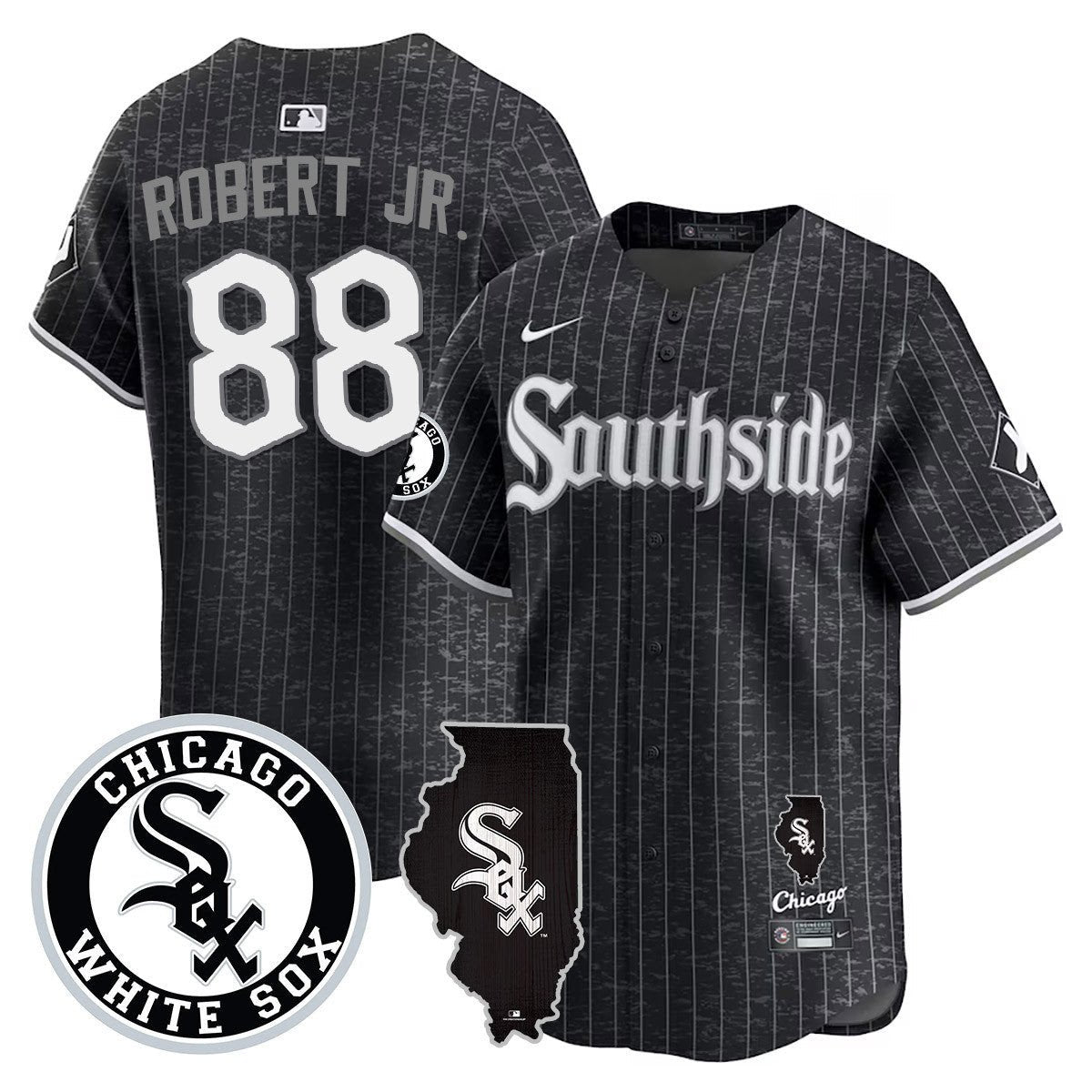 Men's Chicago White Sox 2024 City Connect Vaper Premier Limited Jersey - All Stitched - City Connect, Luis Robert Jr.