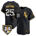 Men's Chicago White Sox 2024 Spring Training Patch Vapor Premier Limited Jersey - All Stitched - Black Gold, Andrew Vaughn
