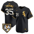 Men's Chicago White Sox 2024 Spring Training Patch Vapor Premier Limited Jersey - All Stitched - Black Gold, Frank Thomas