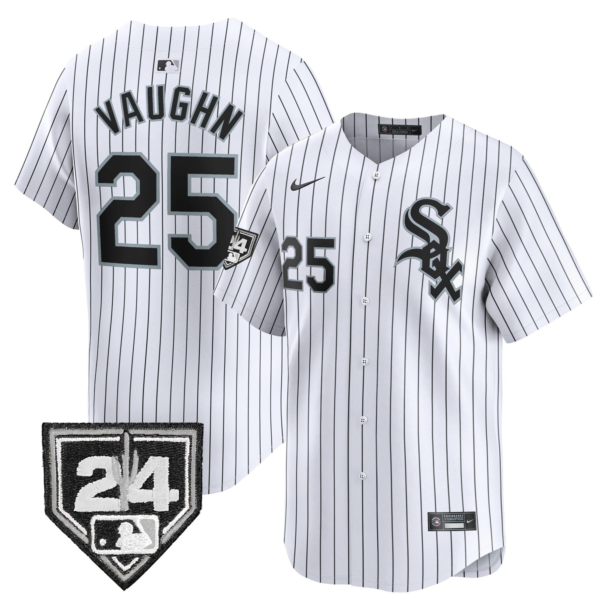 Men's Chicago White Sox 2024 Spring Training Patch Vapor Premier Limited Jersey - All Stitched - White, Andrew Vaughn