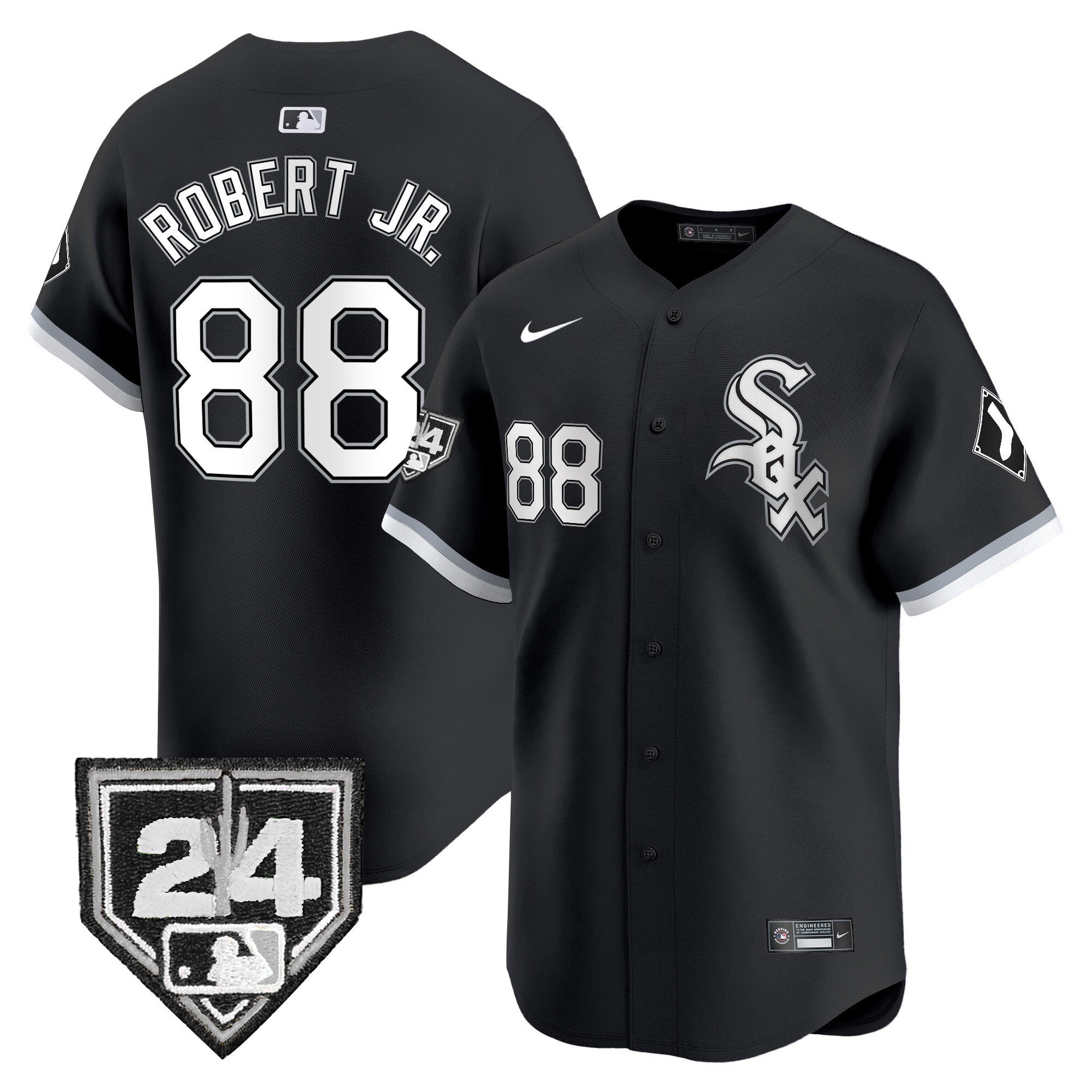 Men's Chicago White Sox 2024 Spring Training Patch Vapor Premier Limited Jersey - All Stitched - Black, Luis Robert Jr.