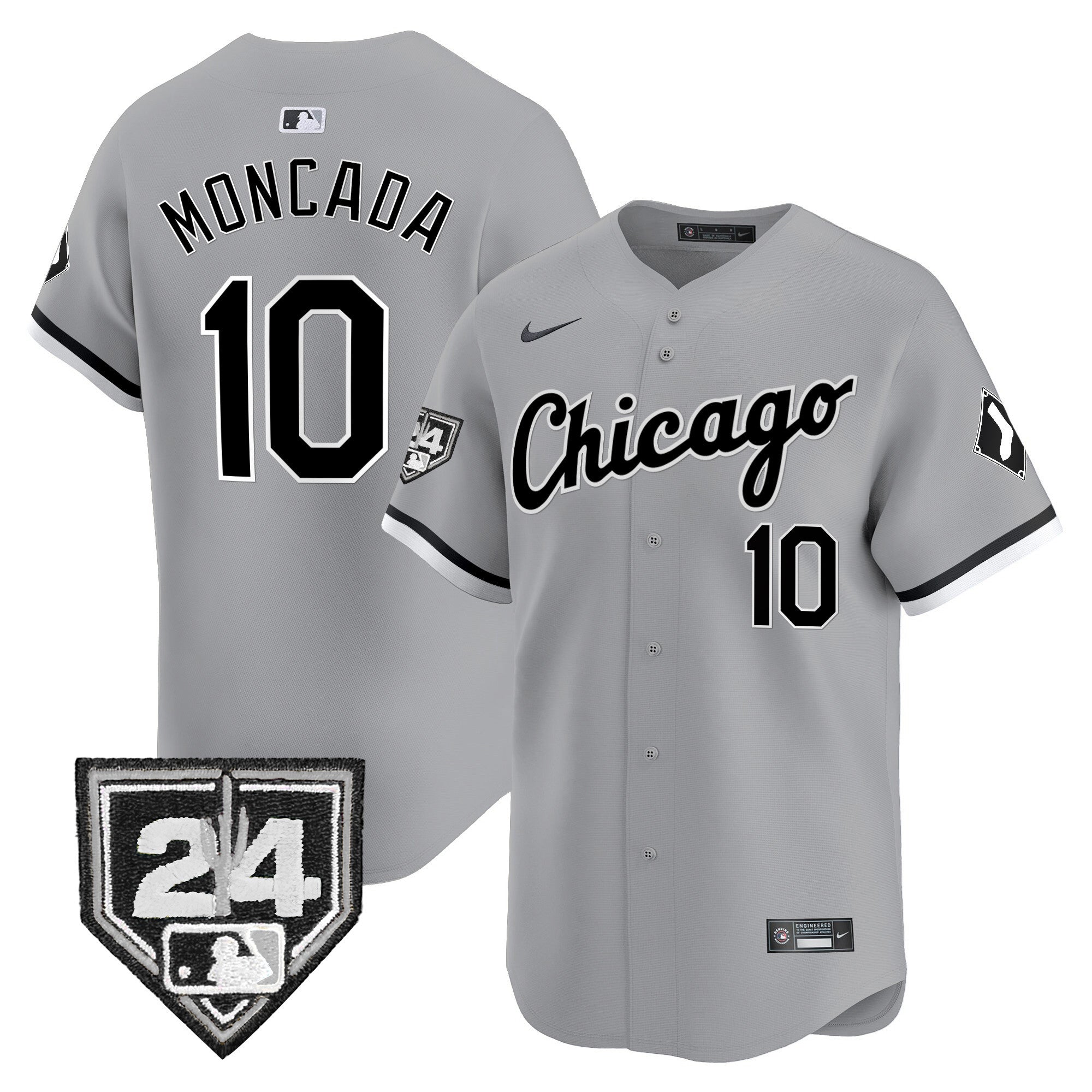 Men's Chicago White Sox 2024 Spring Training Patch Vapor Premier Limited Jersey - All Stitched - Gray, Yoan Moncada
