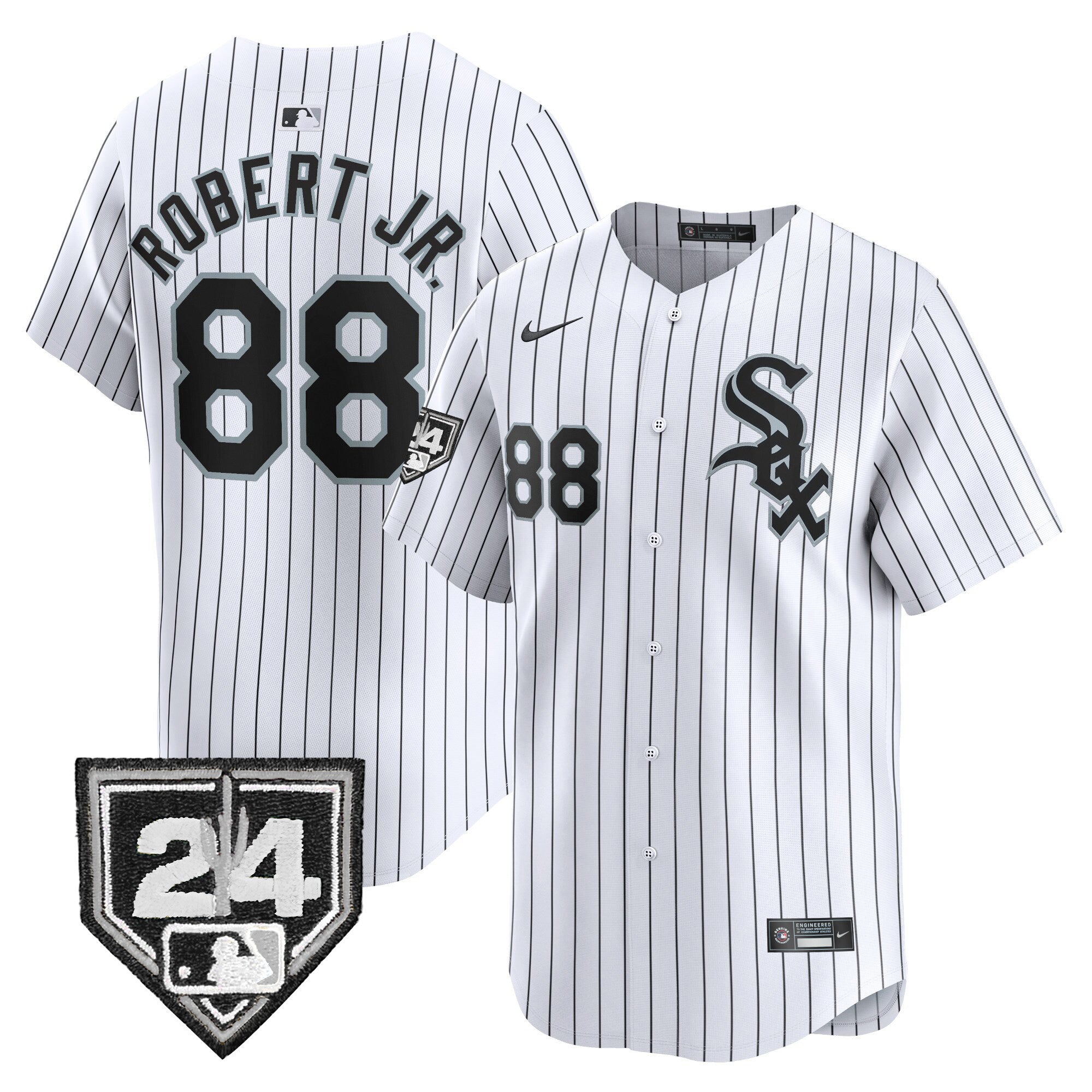 Men's Chicago White Sox 2024 Spring Training Patch Vapor Premier Limited Jersey - All Stitched - White, Luis Robert Jr.