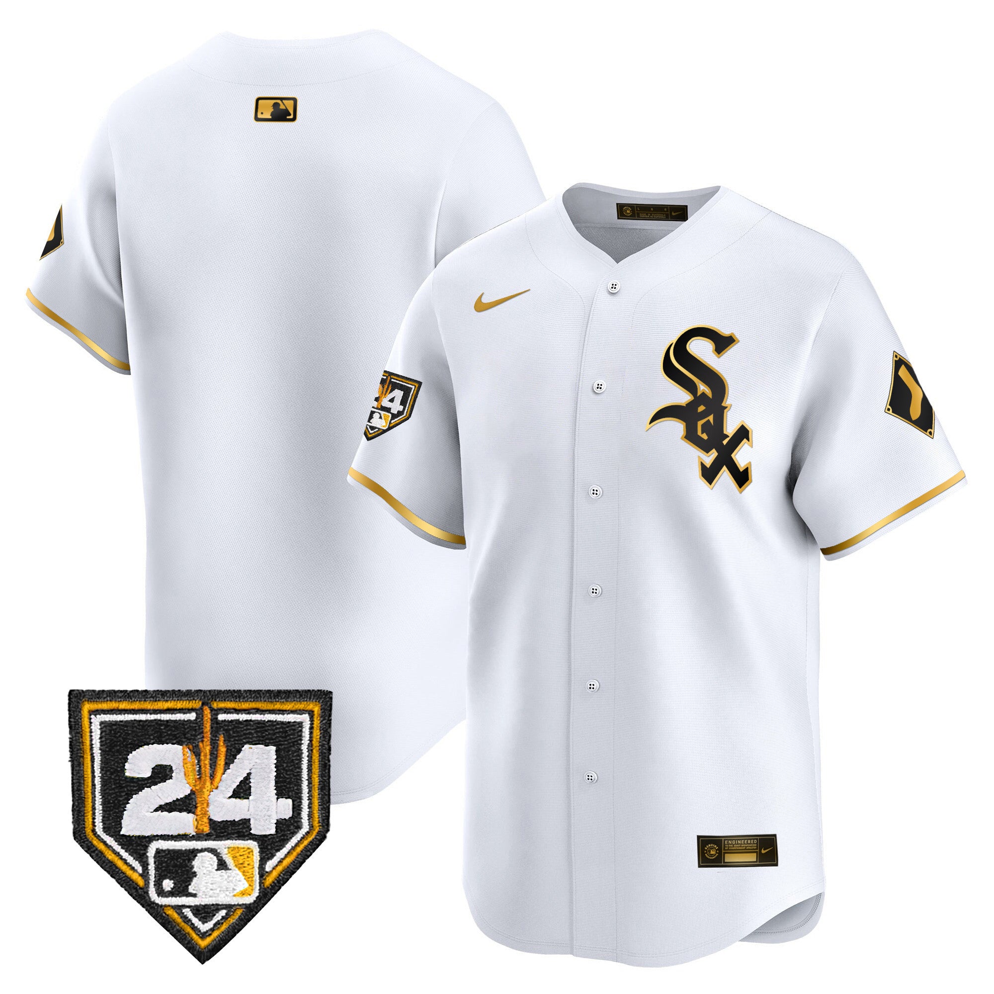 Men's Chicago White Sox 2024 Spring Training Patch Vapor Premier Limited Jersey - All Stitched - White Gold, Team
