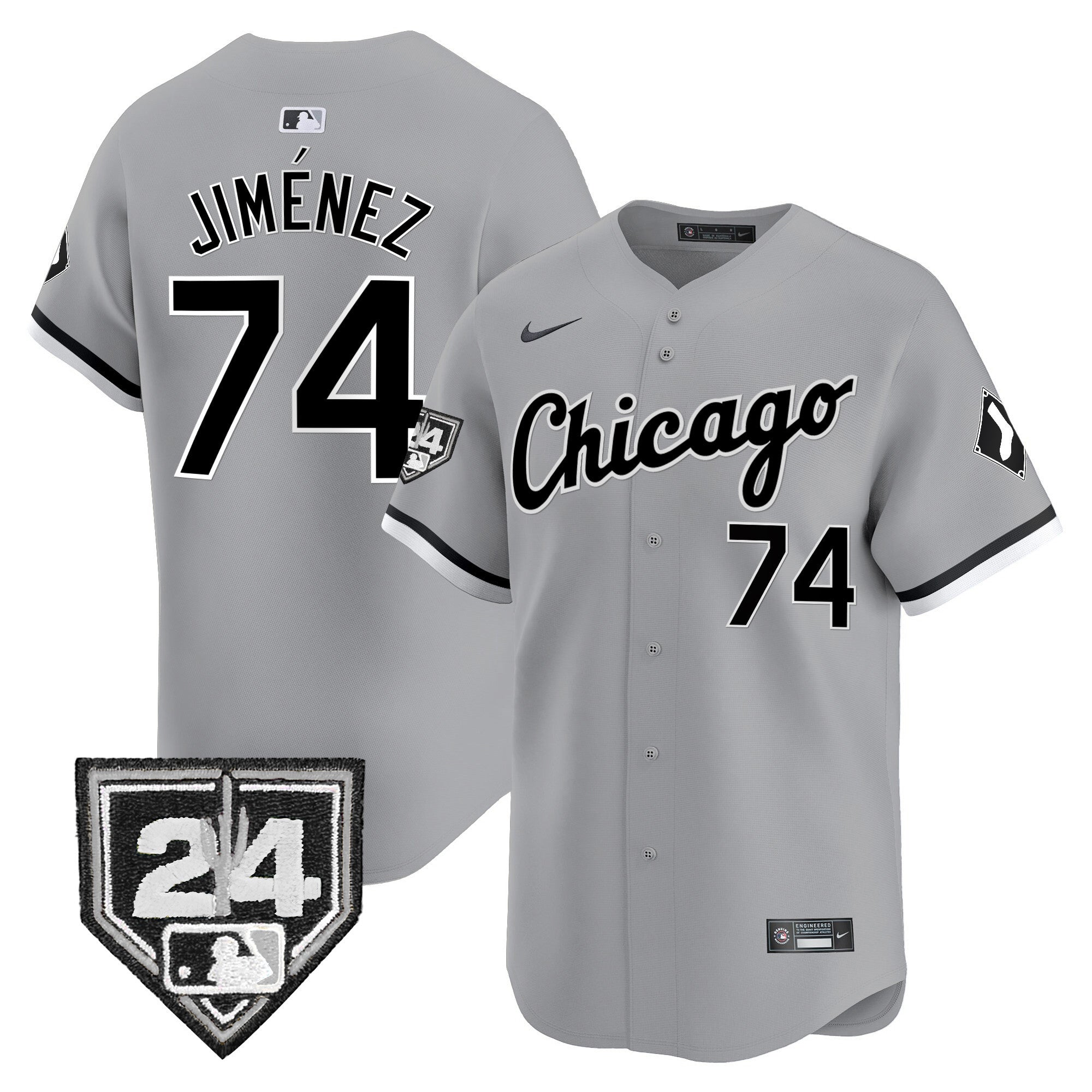 Men's Chicago White Sox 2024 Spring Training Patch Vapor Premier Limited Jersey - All Stitched - Gray, Eloy Jimenez