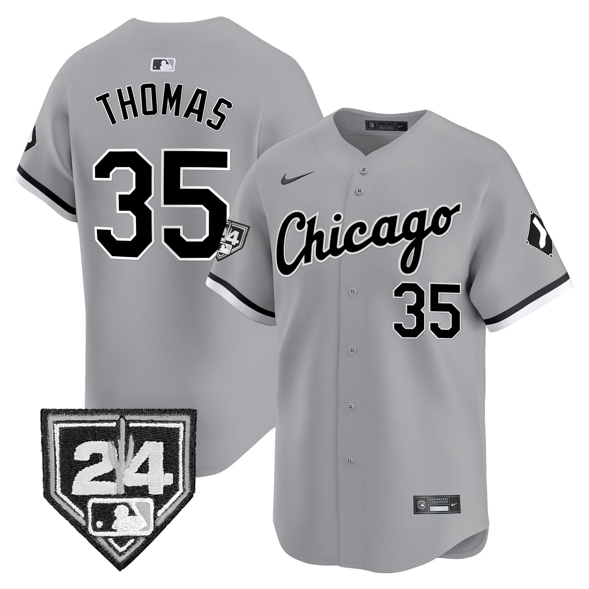 Men's Chicago White Sox 2024 Spring Training Patch Vapor Premier Limited Jersey - All Stitched - Gray, Frank Thomas