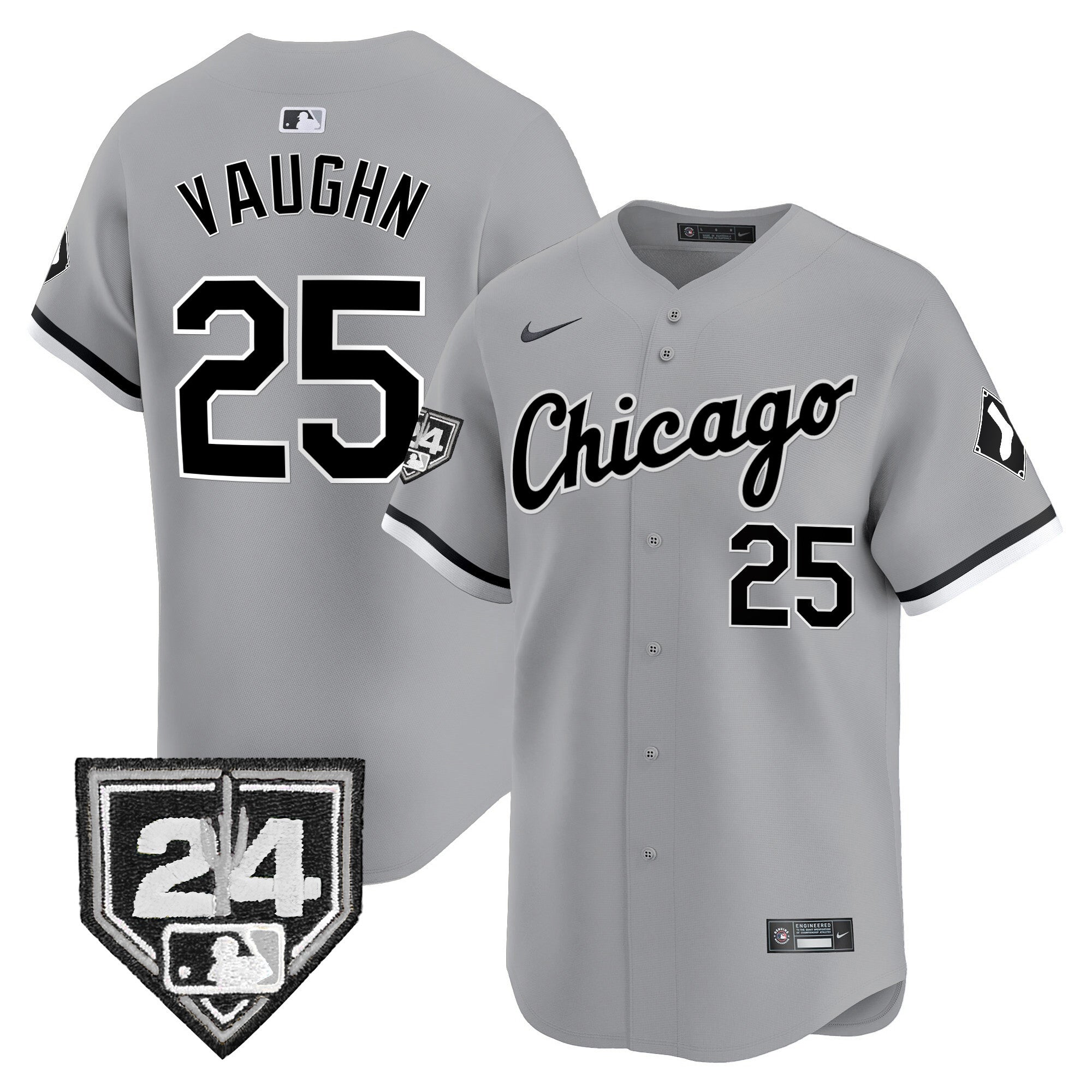 Men's Chicago White Sox 2024 Spring Training Patch Vapor Premier Limited Jersey - All Stitched - Gray, Andrew Vaughn