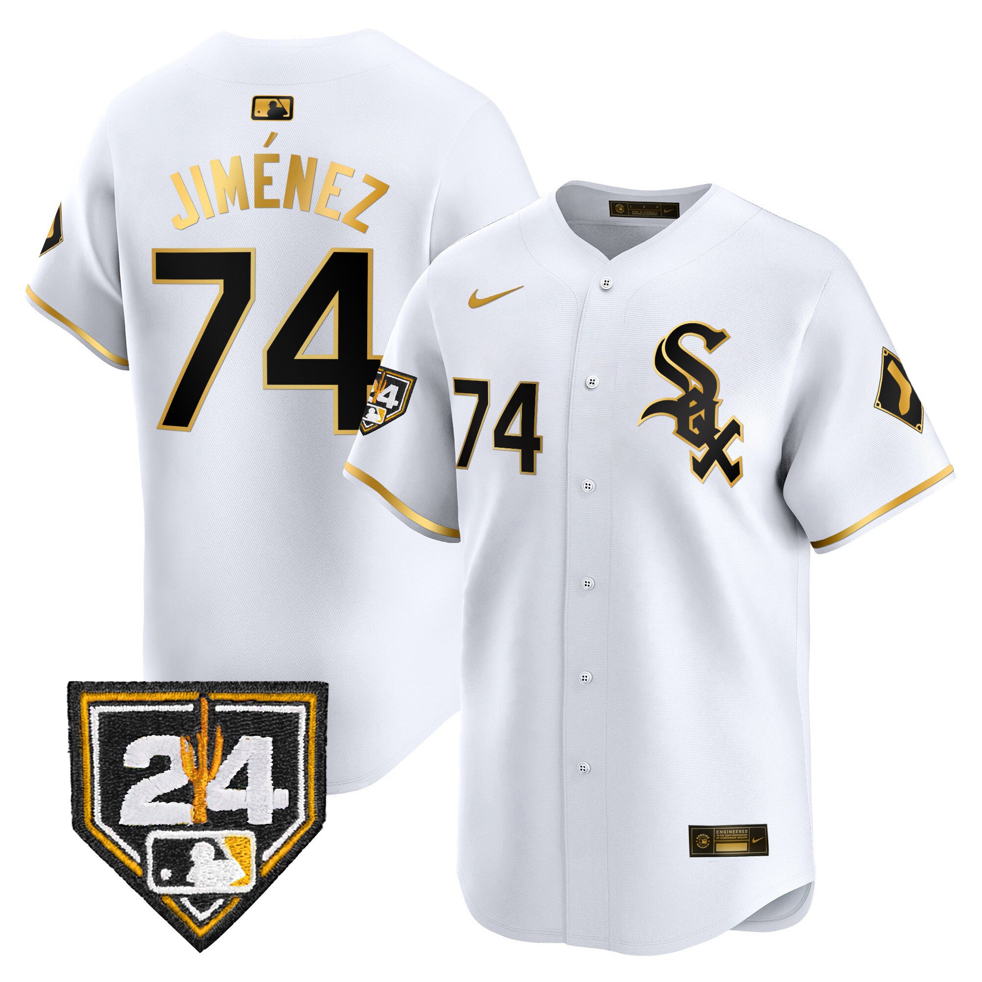 Men's Chicago White Sox 2024 Spring Training Patch Vapor Premier Limited Jersey - All Stitched - White Gold, Eloy Jimenez