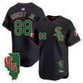 Men's Chicago White Sox Mexico Vapor Premier Limited Jersey - Illinois Patch - All Stitched - Black, Luis Robert Jr.