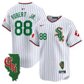 Men's Chicago White Sox Mexico Vapor Premier Limited Jersey - Illinois Patch - All Stitched - Pinstripe, Luis Robert Jr.