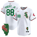 Men's Chicago White Sox Mexico Vapor Premier Limited Jersey - Illinois Patch - All Stitched - White, Luis Robert Jr.