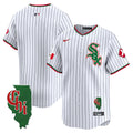 Men's Chicago White Sox Mexico Vapor Premier Limited Jersey - Illinois Patch - All Stitched - Pinstripe, Team