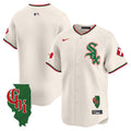 Men's Chicago White Sox Mexico Vapor Premier Limited Jersey - Illinois Patch - All Stitched - Cream, Team