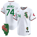 Men's Chicago White Sox Mexico Vapor Premier Limited Jersey - Illinois Patch - All Stitched - White, Eloy Jimenez