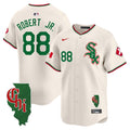 Men's Chicago White Sox Mexico Vapor Premier Limited Jersey - Illinois Patch - All Stitched - Cream, Luis Robert Jr.