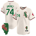 Men's Chicago White Sox Mexico Vapor Premier Limited Jersey - Illinois Patch - All Stitched - Cream, Eloy Jimenez