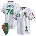 Men's Chicago White Sox Mexico Vapor Premier Limited Jersey - Illinois Patch - All Stitched - Pinstripe, Eloy Jimenez