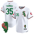 Men's Chicago White Sox Mexico Vapor Premier Limited Jersey - Illinois Patch - All Stitched - White, Frank Thomas