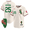 Men's Chicago White Sox Mexico Vapor Premier Limited Jersey - Illinois Patch - All Stitched - Cream, Andrew Vaughn