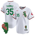 Men's Chicago White Sox Mexico Vapor Premier Limited Jersey - Illinois Patch - All Stitched - Pinstripe, Frank Thomas