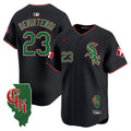 Men's Chicago White Sox Mexico Vapor Premier Limited Jersey - Illinois Patch - All Stitched - Black, Andrew Benintendi