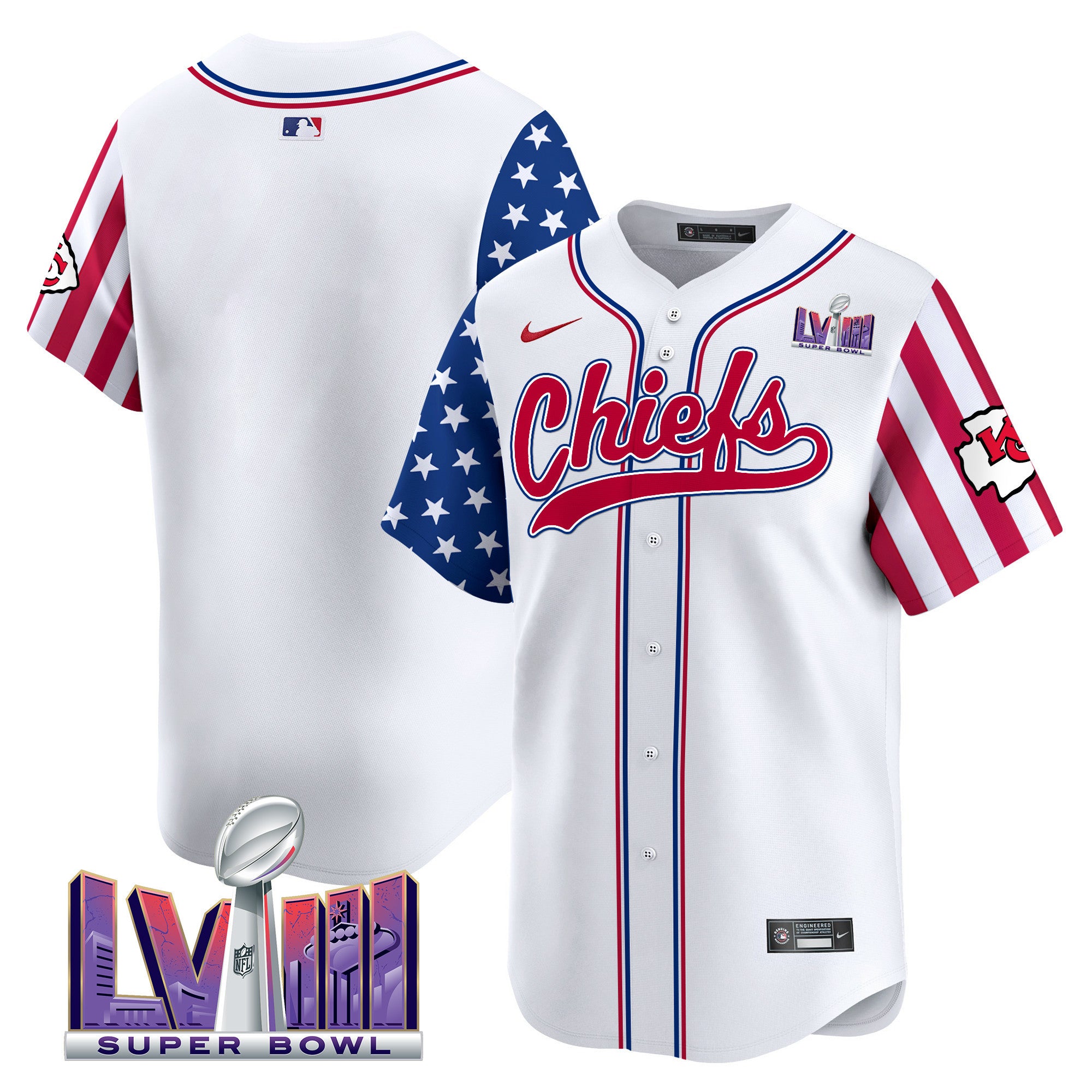 Men's Chiefs 2024 American Style Vapor Premier Limited Jersey - All Stitched - White, Team