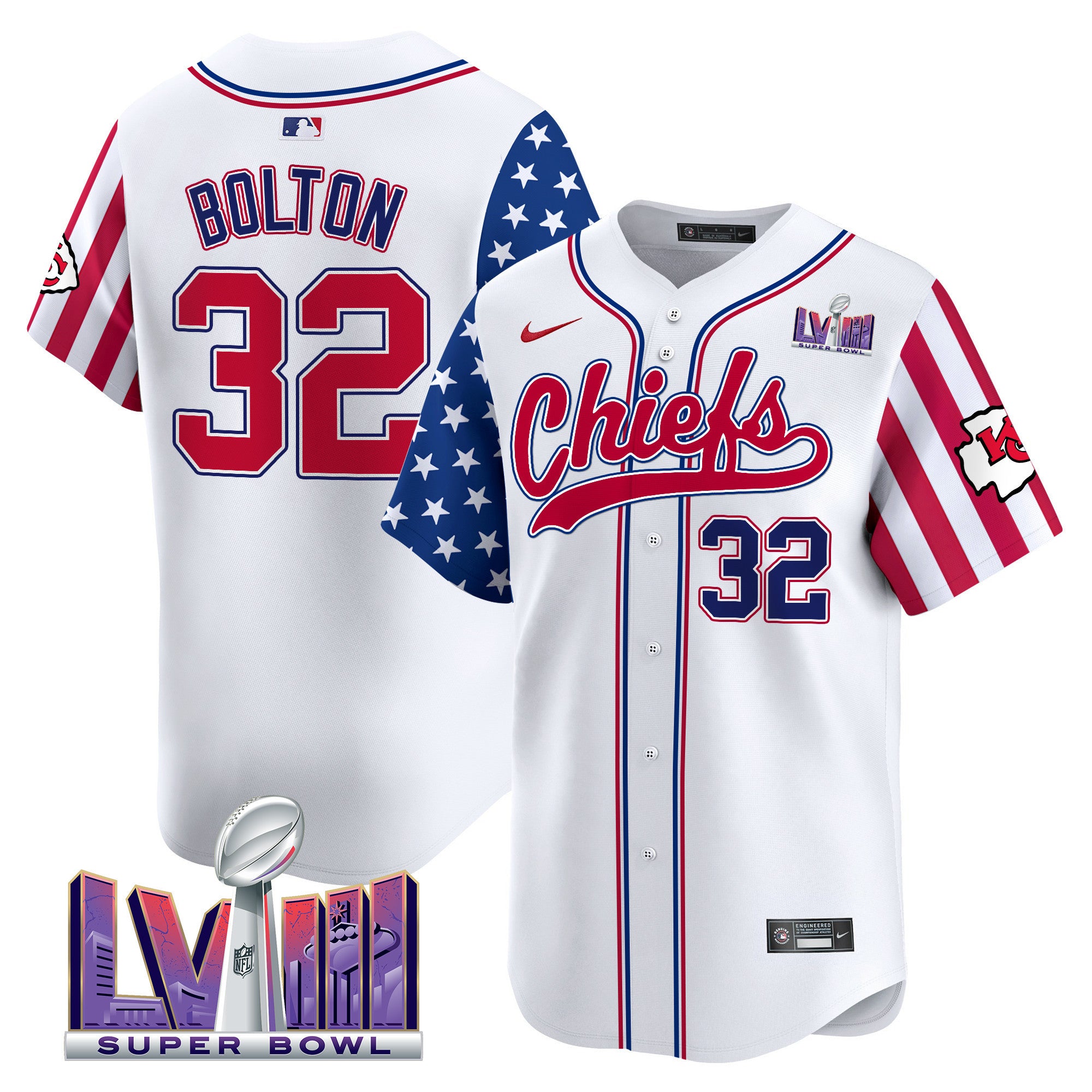 Men's Chiefs 2024 American Style Vapor Premier Limited Jersey - All Stitched - White, Nick Bolton